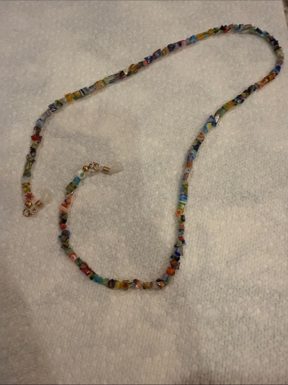 Multicolor Millefiori hand glass Beaded eye glass holder.
